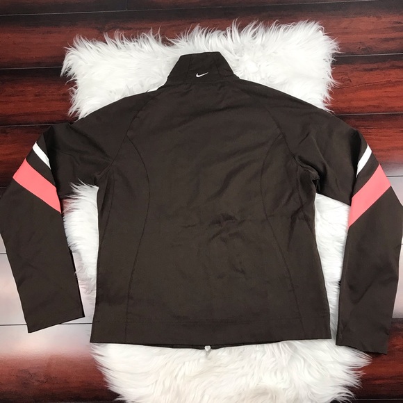 Nike Double Zipper Zip Up Jacket Pockets Brown - Picture 2 of 8